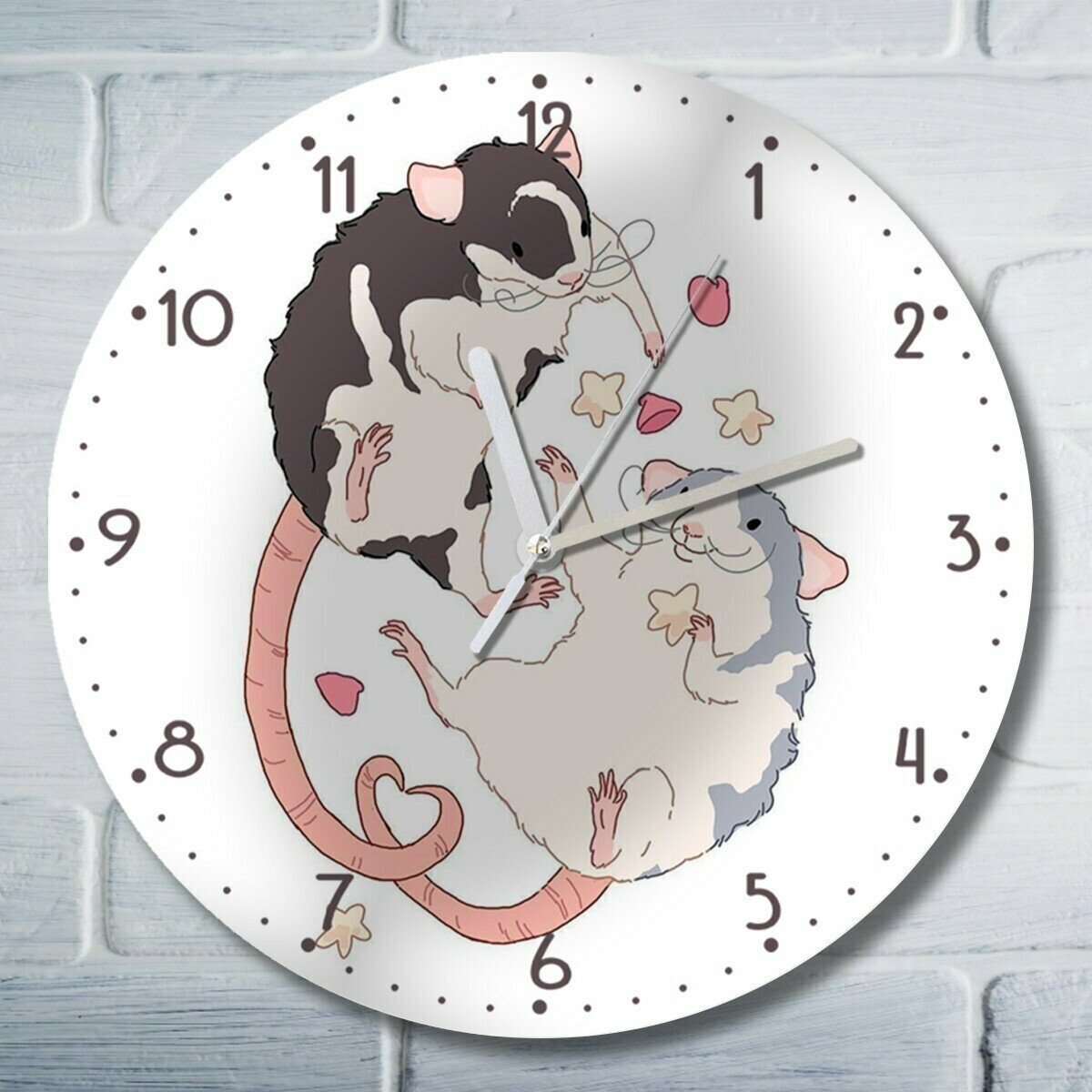 Настенные часы УФ с рисунком животные крысы милота - 3236