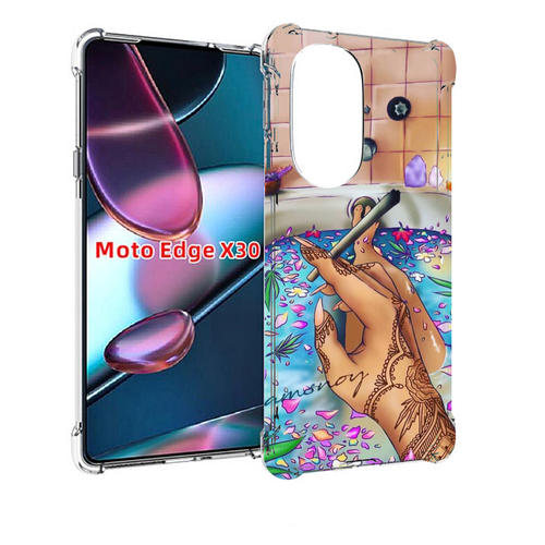 Чехол MyPads девушка в ванне женский для Motorola Moto Edge X30 задняя-панель-накладка-бампер