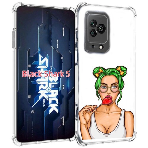 Чехол MyPads девушка-с-чупачупсом-в-виде-сердца женский для Xiaomi Black Shark 5 задняя-панель-накладка-бампер
