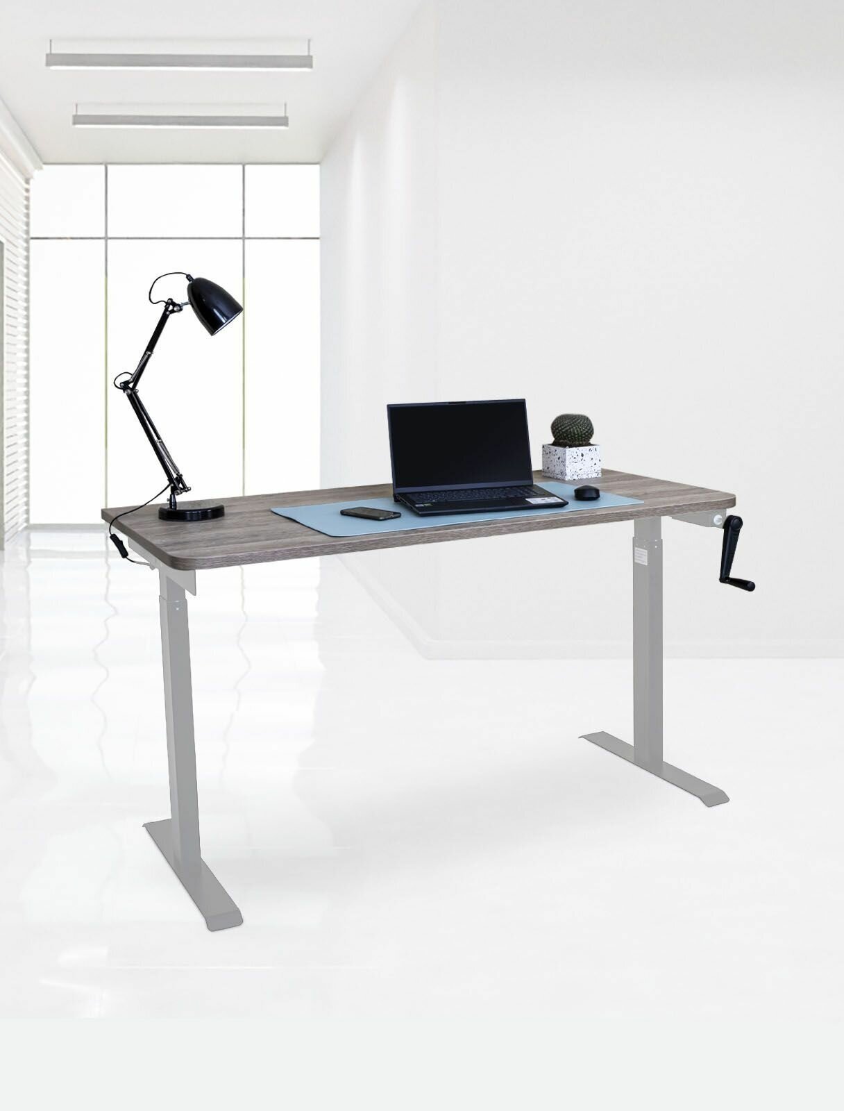 Офисный стол лофт для работы стоя и сидя LuxAlto, серый, столешница ЛДСП 160x70x2,5 см, модель подстолья М1 - фотография № 5