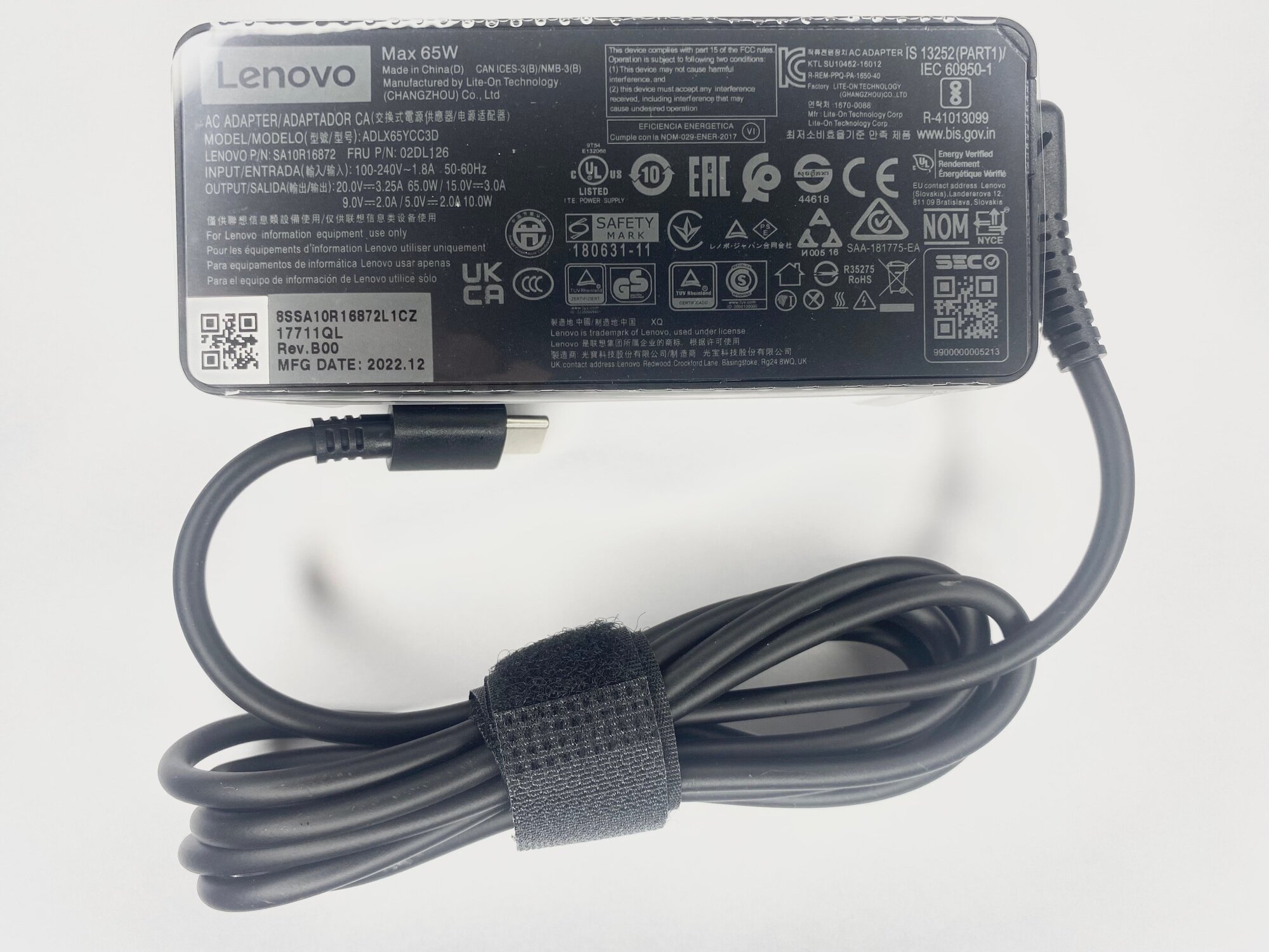 Блок питания / зарядка для ноутбука Lenovo 20V 3.25A (Type-C) 65W