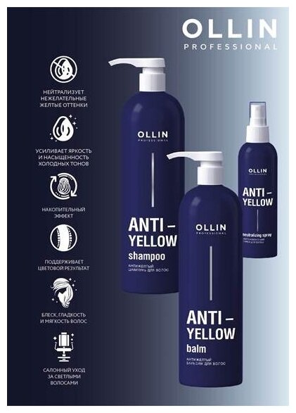 Нейтрализующий спрей для волос Anti-Yellow Neutralizing Spray, 150 мл OLLIN Professional - фото №2