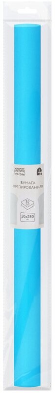 Бумага цветная крепированная Три Совы, 50x250см, 32 г/кв. м, голубая, в рулоне, 1 лист (CR_43973)