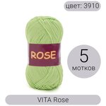 Пряжа Vita Rose (Роуз) 3910 светло-салатовый 100% хлопок двойной мерсеризации 50г 150м 5шт - изображение