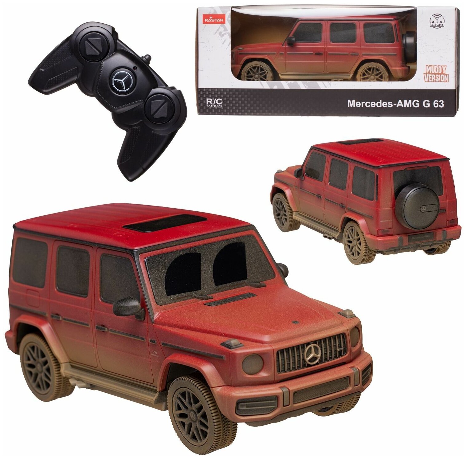 Машина спортивная радиоуправляемая Rastar Mercedes-Benz G63 AMG-Muddy version, красный, 2,4 G