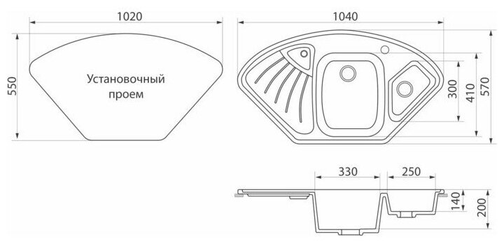 Кухонная мойка врезная GreenStone GRS-14K-328 бежевый - фотография № 2