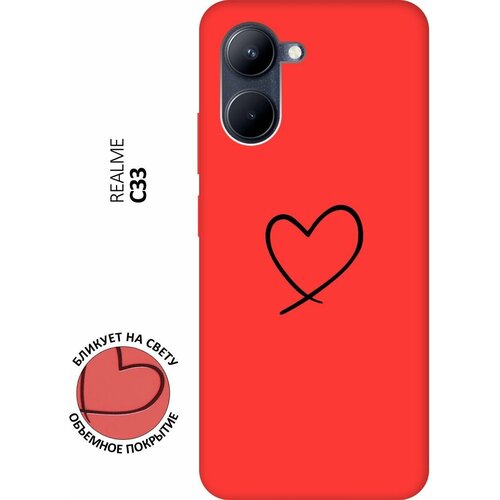 Матовый чехол Heart для realme C33 / Рилми С33 с 3D эффектом красный матовый чехол paws для realme c33 рилми с33 с 3d эффектом желтый