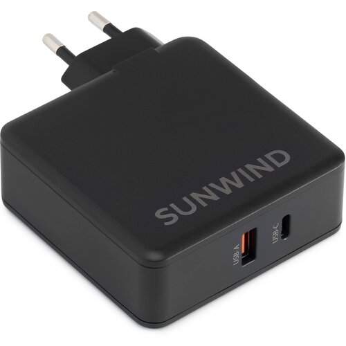 Сетевое зарядное устройство SunWind SWWB0, USB + USB type-C, 100Вт, 5A, черный [swwb0h1100bk]