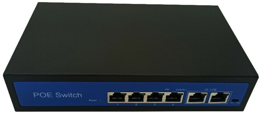 POE-коммутатор 4-канальный, 2xRJ45 UPLINK, POE-A, 65Вт | ORIENT SWP-5504POE/2P PS