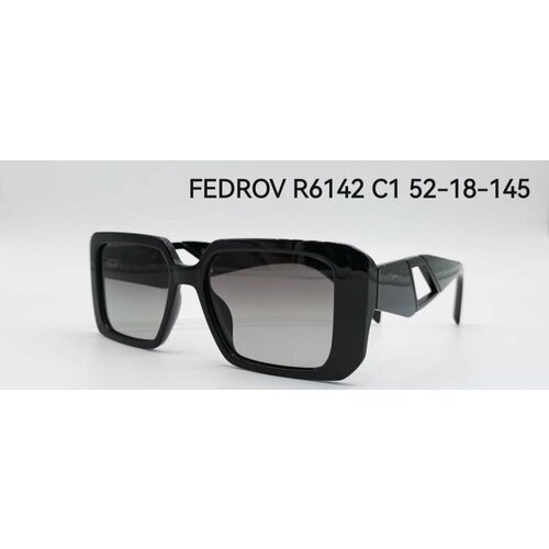 фото Солнцезащитные очки fedrov, квадратные, оправа: пластик, поляризационные, зеркальные, для женщин, черный