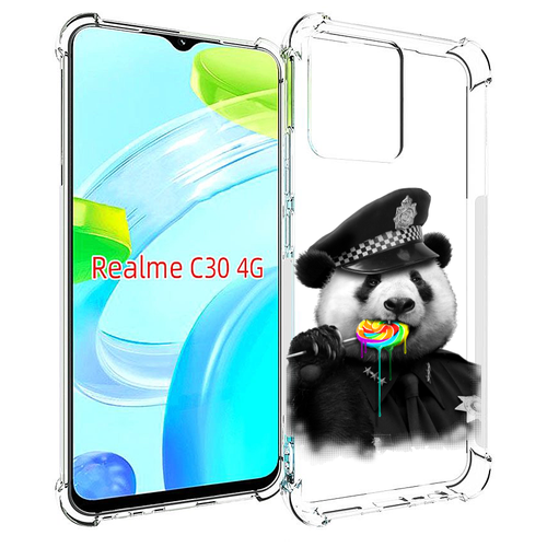 Чехол MyPads Панда полиция для Realme C30 4G / Narzo 50i Prime задняя-панель-накладка-бампер