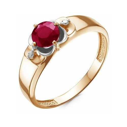 Кольцо Diamant online, золото, 585 проба, рубин, бриллиант, размер 17.5
