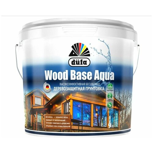Грунт для защиты древесины Dufa Wood Base Aqua бесцветная 2,5 л. dufa wood base дюфа вуд бейс с биоцидом грунт для защиты древесины бесцветная 10л