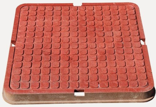 Изображение товара Люк для колодца полимер-композитный, квадратный С 530х530 мм, красный