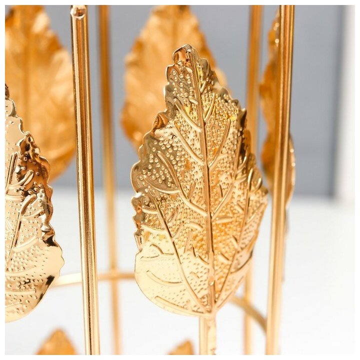 Подсвечник металл на 1 свечу "Золотые листья" цилиндр 19х9х9 см - фотография № 1