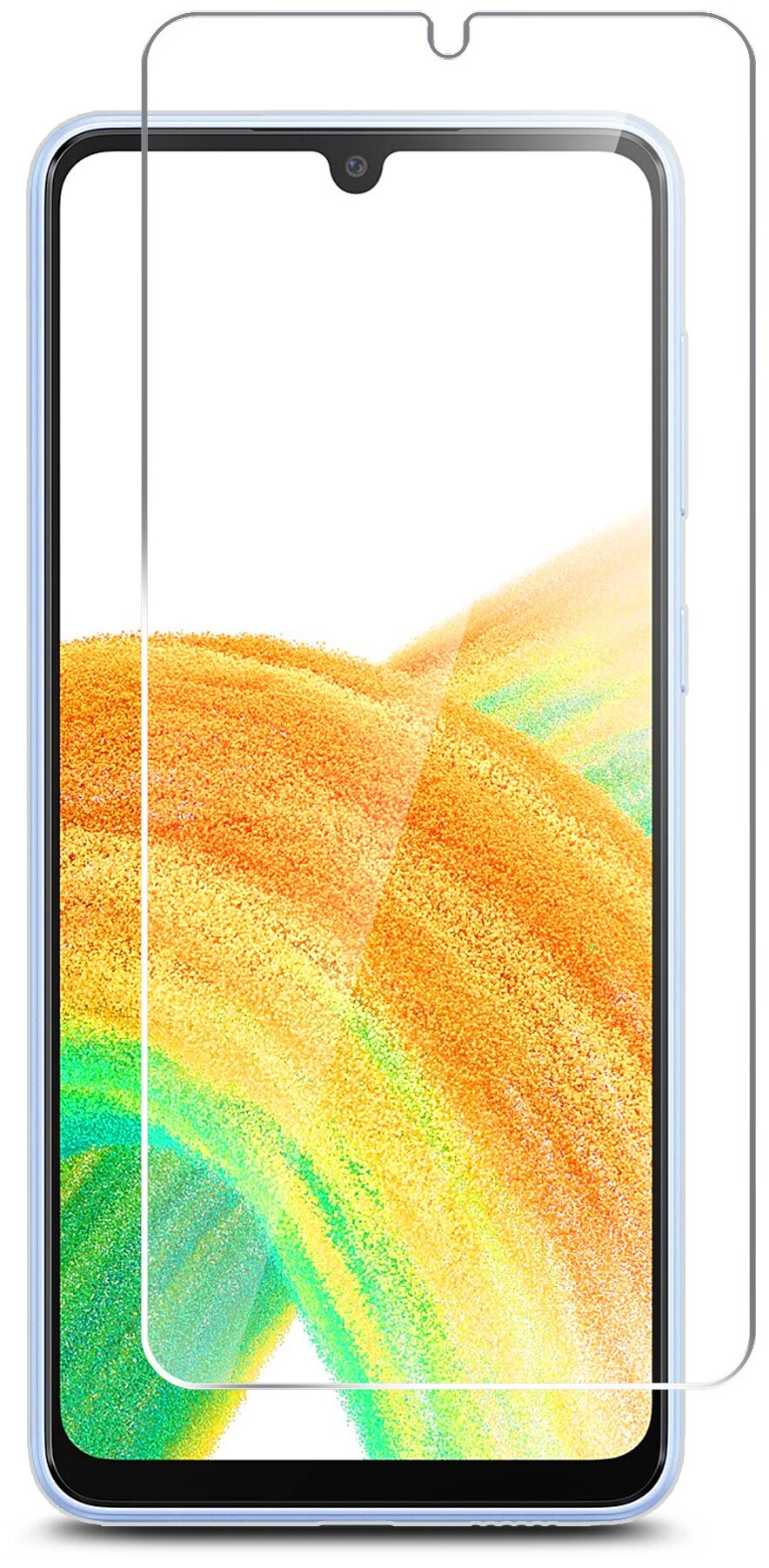 Защитное стекло на Samsung Galaxy A33 (Самсунг Гелакси А33) на Экран (гибридное=пленка+стекловолокно) прозрачное тонкое Hybrid Glass Miuko