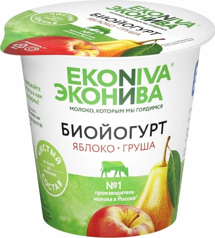 Биойогурт Эконива с яблоком и грушей 2,8%