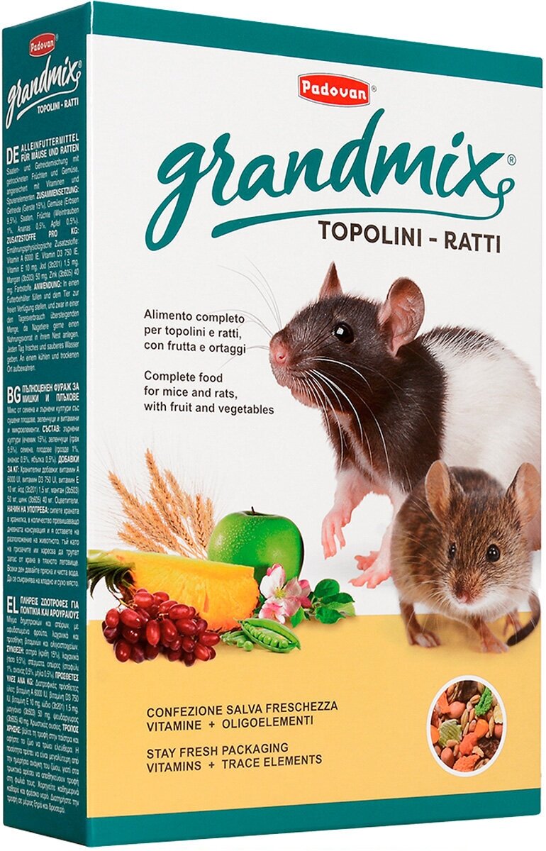 PADOVAN GRANDMIX TOPOLINI RATTI корм для крыс и мышей (1 кг х 2 шт)