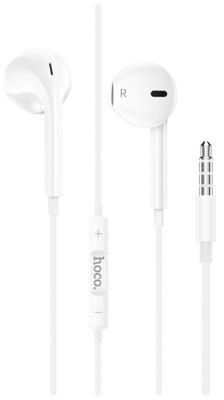 Наушники M101, Crystal joy wire-controlled earphones with microphone, HOCO, белые