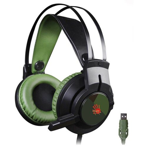 Наушники A4 Bloody J450 игровые с микрофоном чёрно-зелёный 337900₽