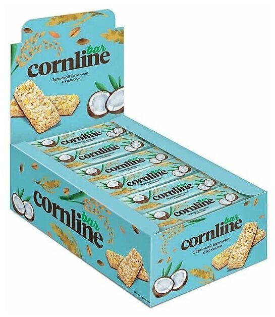 Cornline, зерновой батончик с кокосом, 30 г (упаковка 18 шт.)