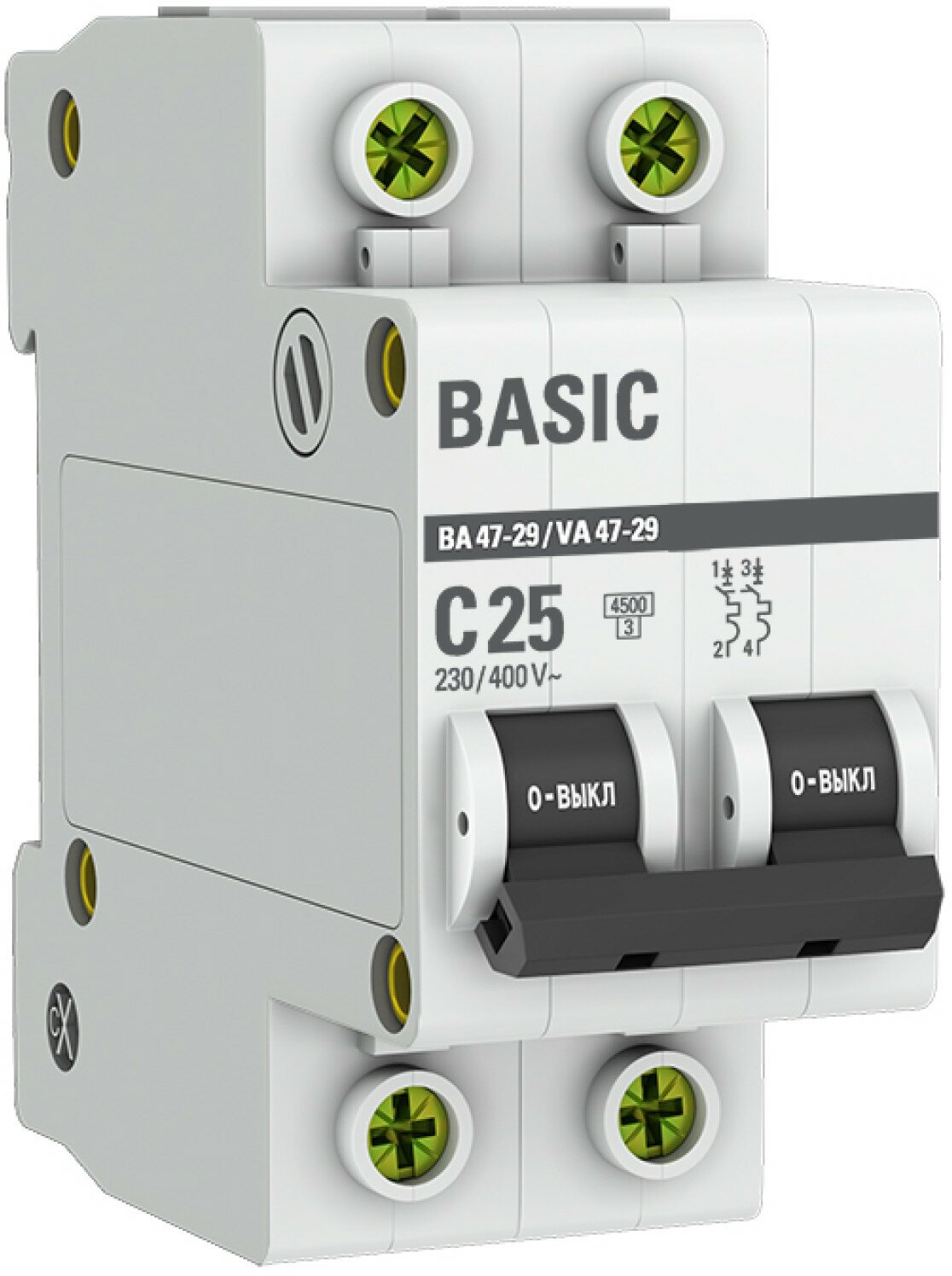 Автоматический выключатель 2P 25А (C) 4,5кА ВА 47-29 Basic