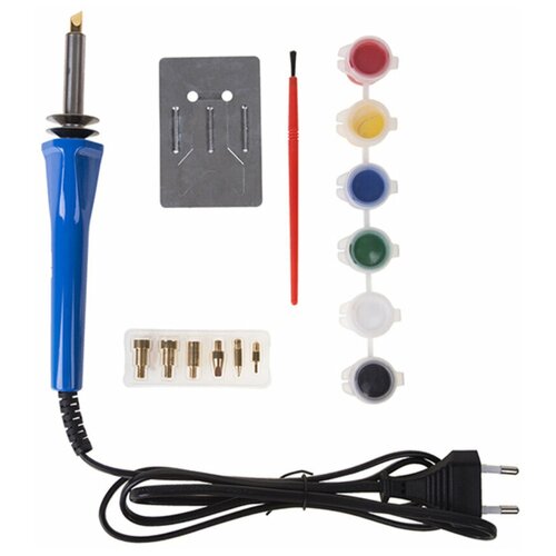 Rexant Набор паяльник-выжигатель REXANT 7 насадок подставка кисточка краски 230 В30 Вт 12-0186 123300₽