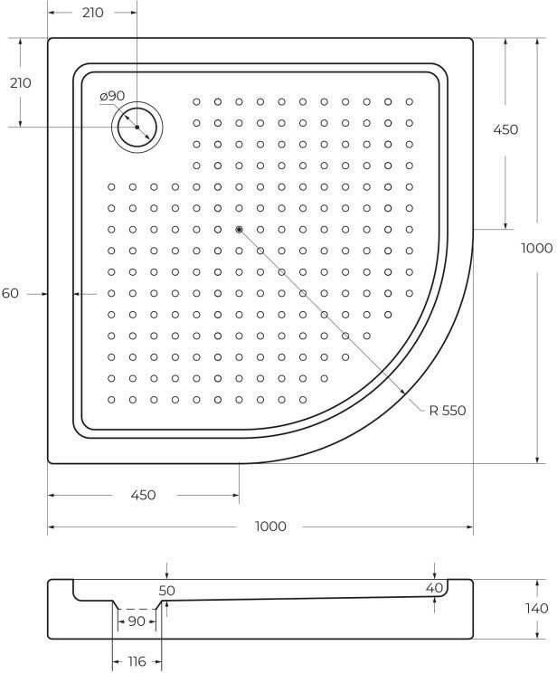 Акриловый поддон CEZARES TRAY-A-R-80-550-15-W - фотография № 8