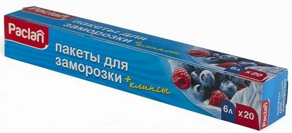 Paclan Пакеты для хранения и заморозки продуктов с клипсами 30*46 см 6 л 20 шт