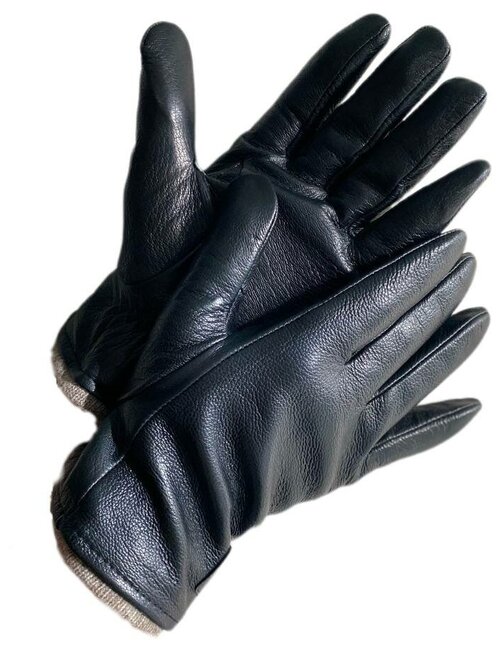 Перчатки зимние кожаные мужские черные