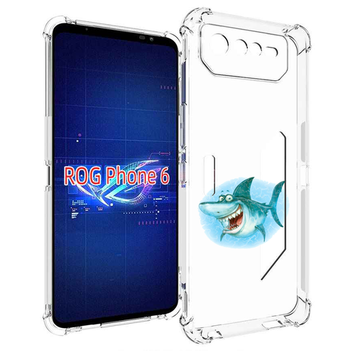 Чехол MyPads веселая акула для Asus ROG Phone 6 задняя-панель-накладка-бампер
