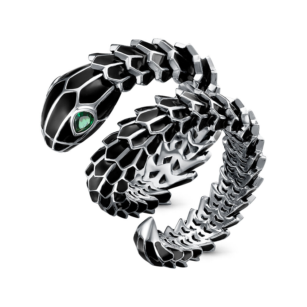 Кольцо ELEMENT47, серебро, 925 проба, фианит, эмаль
