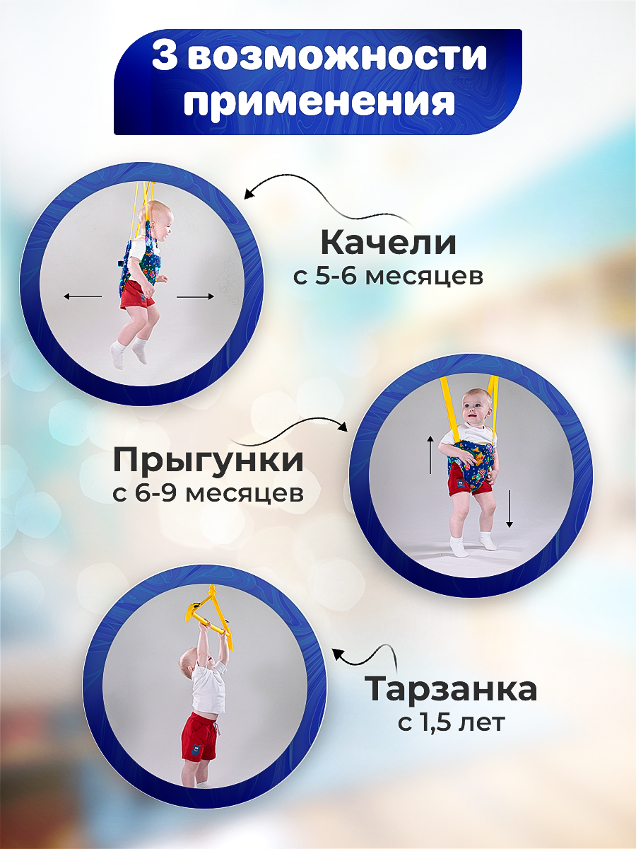 Прыгунки на круге детям 3в1. Подвесные с креплением на крюк — фото 1