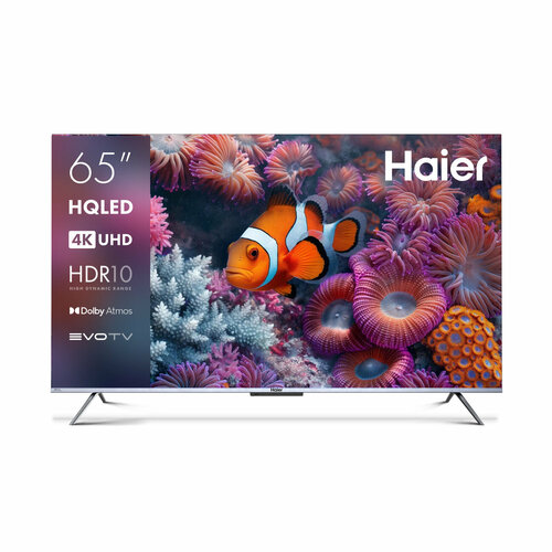 фото 65" телевизор haier smart tv s3, qled, 4k ultra hd, серебристый, смарт тв, android