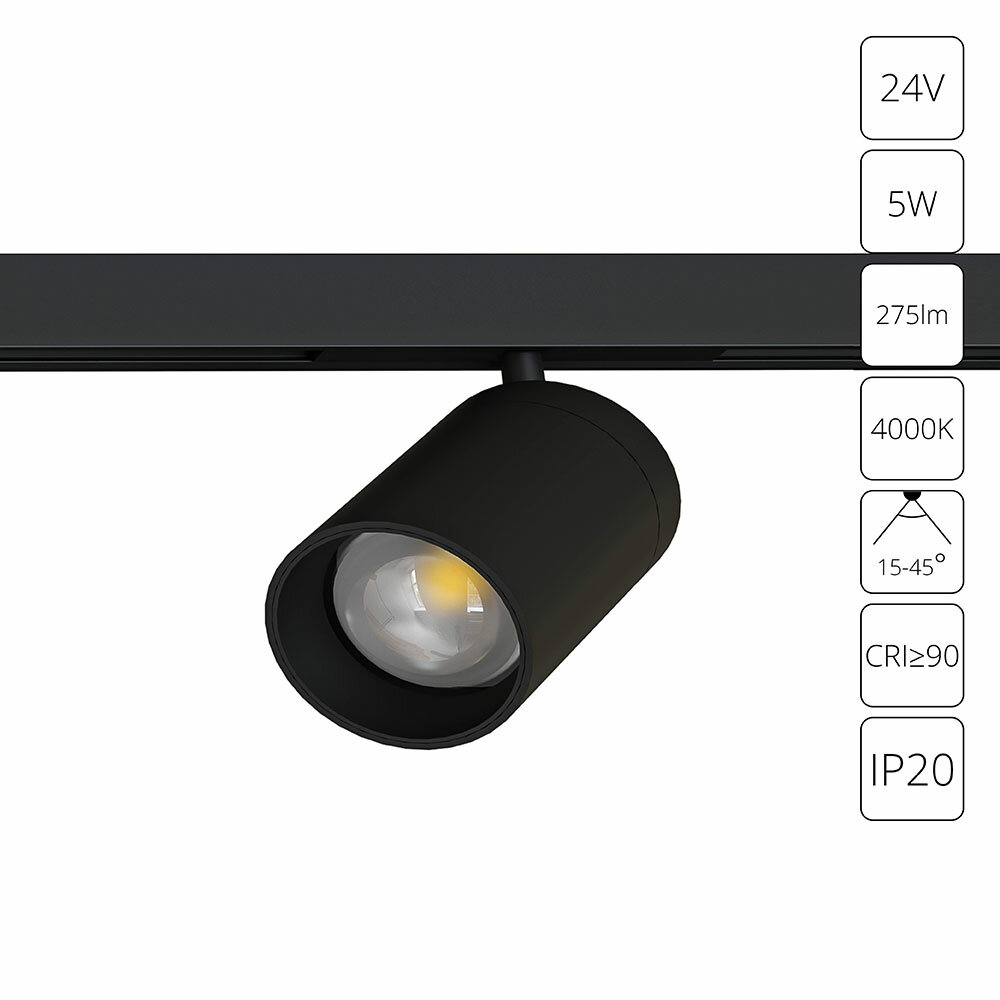 Магнитный трековый светильник Arte Lamp PRESTO A6228PL-1BK / LED/ 5Вт/ 4000К / чёрный