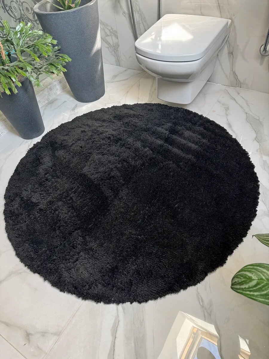 Коврик для ванной и туалета. на пол, Natali's Carpets, с эффектом памяти, антискользящий, 100x100см, чёрный — фото 1