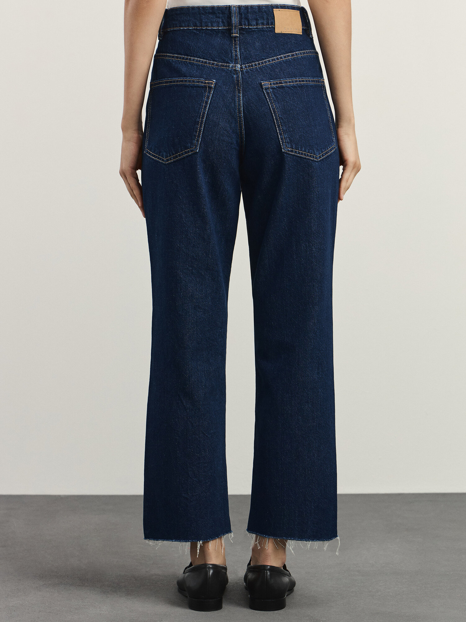 Джинсы Zarina straight cropped, размер L (RU 48)/170, темный индиго — фото 1