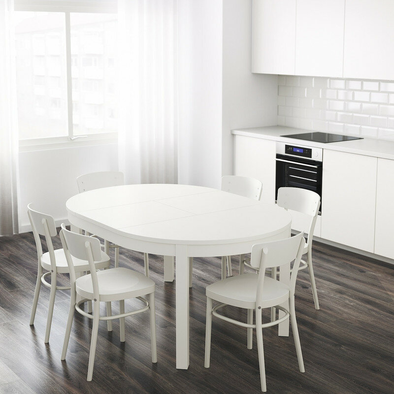 Стол раздвижной круглый белый икеа Бьюрста IKEA Bjursta — фото 1