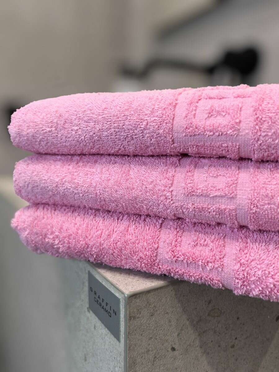 Набор махровых полотенец LUCKY HOME 50x90 светло-розовый, 3шт, м102-102-102, плотность 430 — фото 1