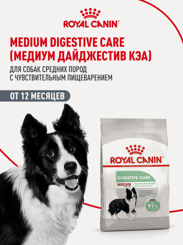 Изображение товара Сухой корм для собак средних пород Royal Canin Medium Digestive Care при чувствительном пищеварении, 3 кг
