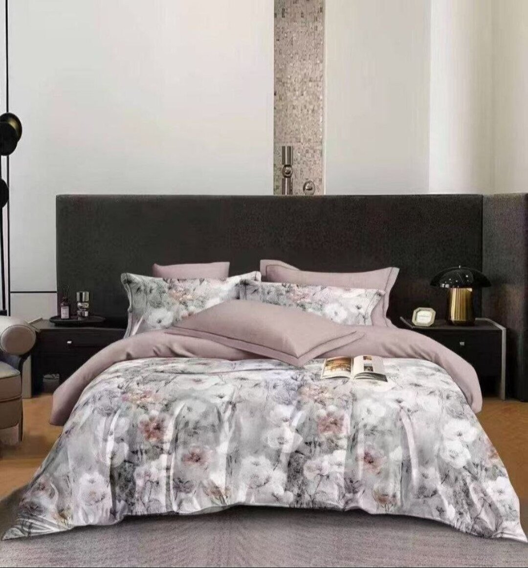 Постельное белье с одеялом Сатин  Евро хлопок микрогель с одеялом 200x220 см