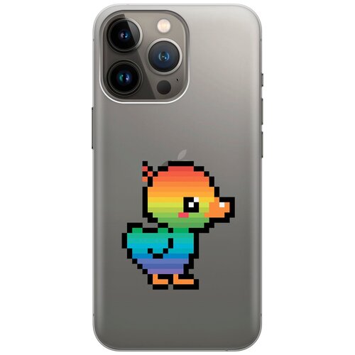 Силиконовый чехол на Apple iPhone 14 Pro / Эпл Айфон 14 Про с рисунком Pixel Duck силиконовый чехол на apple iphone 14 pro эпл айфон 14 про с рисунком pixel pikachu
