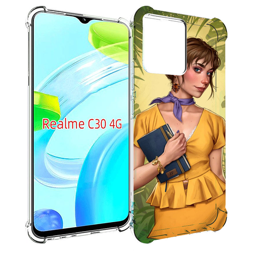 Чехол MyPads девушка-в-зелени женский для Realme C30 4G / Narzo 50i Prime задняя-панель-накладка-бампер чехол mypads девушка в черном платье с розой женский для realme c30 4g narzo 50i prime задняя панель накладка бампер