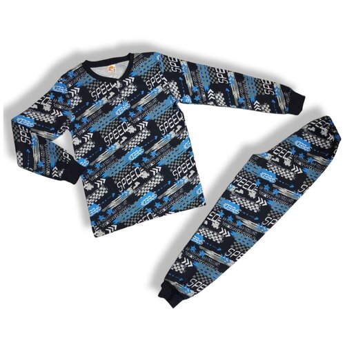 фото Пижама , брюки, лонгслив, манжеты, на резинке, без карманов, брюки с манжетами, размер 134, мультиколор textil plus