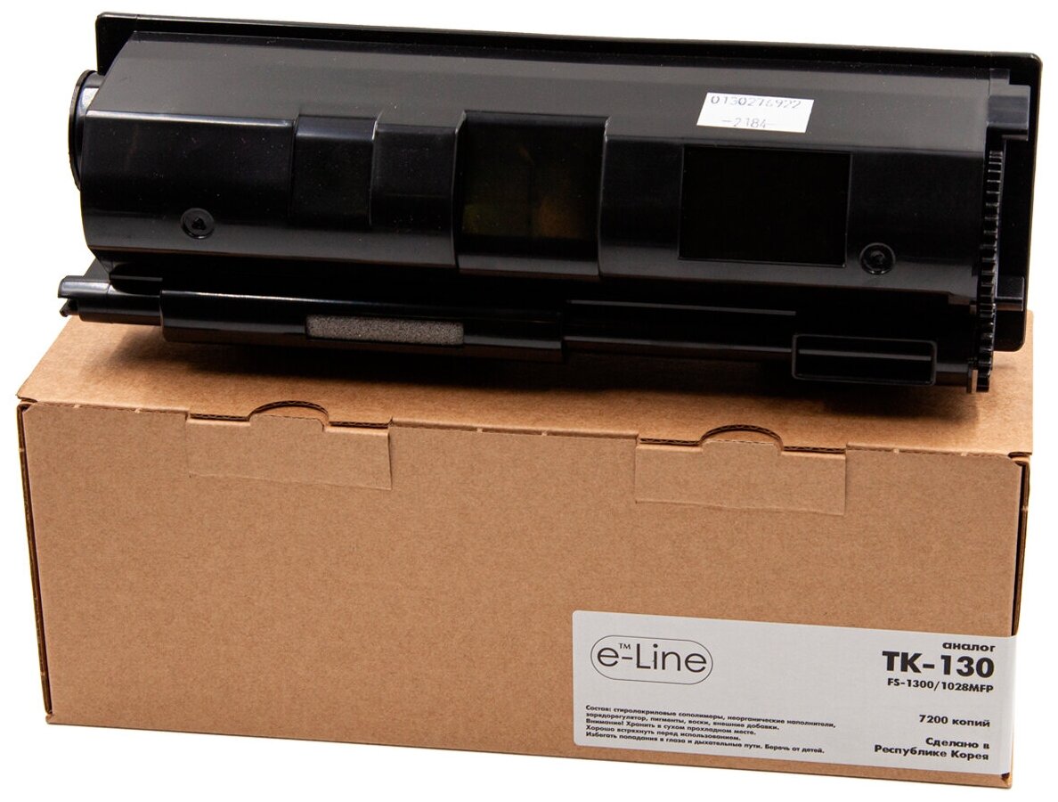Тонер-картридж e-Line TK-130 для Kyocera FS-1300D, FS-1300dn, FS-1350dn, FS-1028MFP, FS-1128MFP (Чёрный, 7200 стр.)