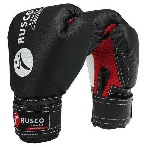 фото Перчатки боксерские rusco sport кож.зам. 8 oz черные