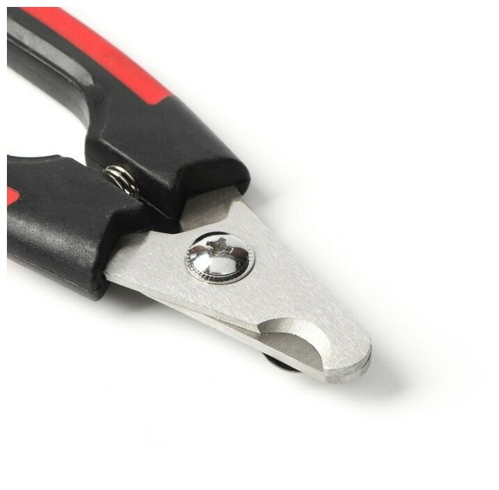 Когтерез боковой малый с закругленными резиновыми ручками,отверстие 8 мм,чёрный с красным - фотография № 5