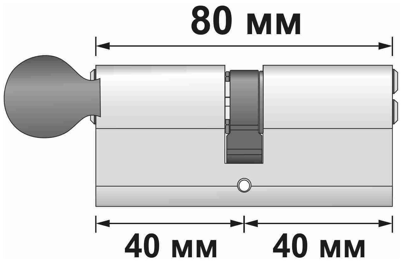 Цилиндровый механизм (Личинка замка) MSM 80 мм (40-40) ключ-вертушка, матовый никель - фотография № 2