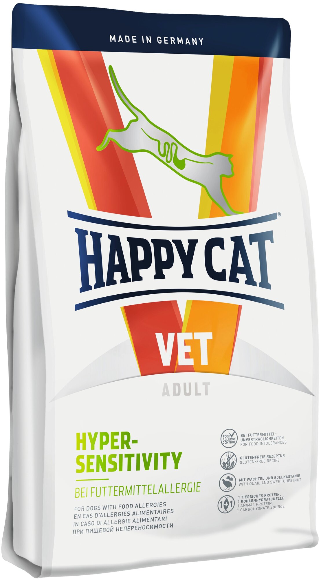 Сухой корм Happy Cat Vet Hypersensitivity для любых кошек. Ветеринарная диета при пищевой аллергии 4кг