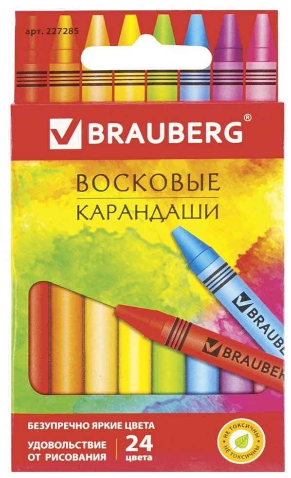 Восковые мелки BRAUBERG "академия", набор 24 цвета, 2 шт.